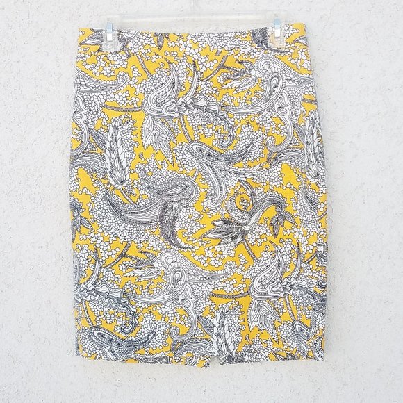 J. Crew Dresses & Skirts - Yellow, White & Black Print Pencil Skirt